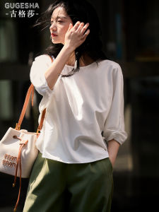 Fashionable Korean Style White Seven-Quarter Sleeve Shirt Womens Summer New Style Slimming Trendy Shirt Casual Loose Fit