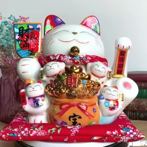 Mèo thần tài vẫy tay niên niên dư hữu size lớn 32cm (tính cả nệm lót) mèo thần tài vẫy tay kinh doanh mang tài lộc cho gia chủ