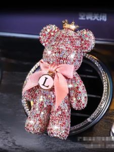 Cute Cartoon Diamond Embedded Violent Bear Car Air Freshener Decoration Small Bear Automobile Air Conditioner Outlet Clip Car Decor
