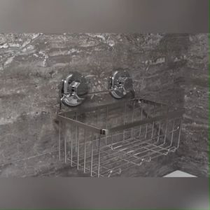 ชั้นวางของในห้องน้ำสแตนเลส 304 แท้ ทรงเหลี่ยม ย้ายได้ ไม่ต้องเจาะผนัง ไม่ต้องใช้สว่าน ใช้เพื่อวางของ ห้องครัว คอนโด Shelf Suction Cups ตะกร้า