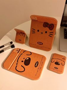 Cute Portable Desktop Makeup Mirror Folding Compact Travel Size Vanity Mirror for Girls Dormitory Mirror Hairbrush Holder