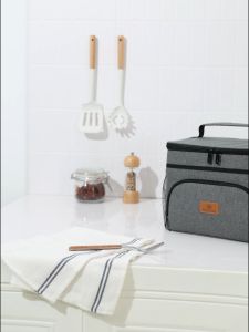 Insulated Lunch Box and Ice Drink Bag Large Capacity Waterproof with Strap and Side Pockets Portable Food Drinks Storage