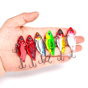1PCS 3.5g/5g/7g/10g/14g Fishing Lures Metal Colorful VIB Hard Spinner Spoon Baits with Double Treble Hooks Sinking Jig Hard lure