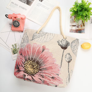 Túi Đeo Vai Vải Canvas Thêu Hoa Lót Lụa Vàng Túi Tote Khóa Kéo Có Ngăn Đựng Đồ Bên Trong Túi Đeo Vai Đơn Cho Thanh Thiếu Niên