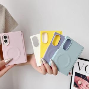 Ốp Điện Thoại Từ Tính Bằng Da Màu Trơn Cho Samsung Galaxy Z Fold 8 Fold8 5G Có Sạc Không Dây Tương Thích Với Magsafe