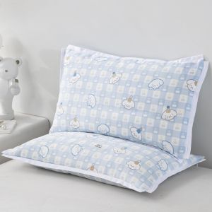 Kiss Dear | 100% Cotton Double Gauze Toddler Pillow for 6 Year Olds and Under Low Height One Pair
