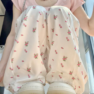 Quần Dài Thường Ngày Họa Tiết Hoa Màu Trắng Cạp Cao Mùa Xuân Hè Quần Thể Thao Nhanh Khô Rộng Rãi Thoải Mái Cho Nữ