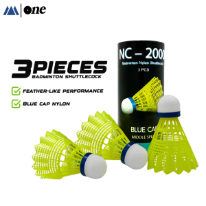 ORIGINAL ONE NC-2000 3pcs. Nylon Badminton Feather-Like Performance Shuttlecocks Blue cap ball set