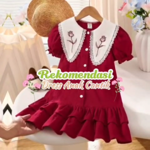 Dress Anak Aira 1-5 Tahun Rayon Premium Bordir Bunga Model A Line Panjang Selutut