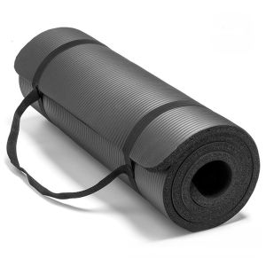JBA Tập thể dục Yoga Mat 10mm Độ dày màu đen NBR với băng lưu trữ