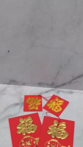 QCF 1 Set Isi 20 Pcs Angpao Gantung Fuk Mini Tali Angpao Hoki Lampion