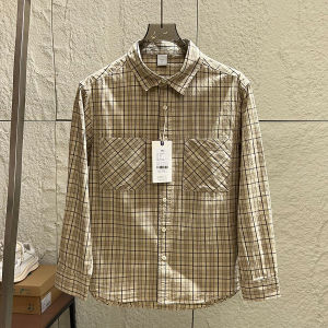 Designer Cotton Long Sleeve Shirt! Skin-friendly! Washed! Autumn Mens Japanese Retro Casual Versatile Plaid Shirt