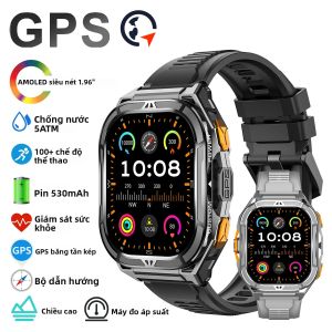 Đồng Hồ Thông Minh Thể Thao GPS Băng Tần Kép X5 Màn Hình AMOLED 1.96 Inch Chống Nước 5ATM Theo Dõi Sức Khỏe Tích Hợp La Bàn Dành Cho Hoạt Động Ngoài Trời