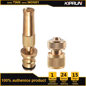 KIPRUN Spray Nozzle High Pressure Direct Spray Sprinkler Durable Brass Nozzle 1/2 Faucet Connector Quick Connector Garden Hose Adjustable Pressure Washer