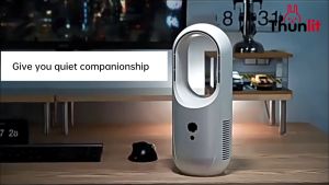 Thunlit Electric Bladeless Fan Rechargeable USB 2000mAh Silent Small Table Fan Strong Wind for Household or Office