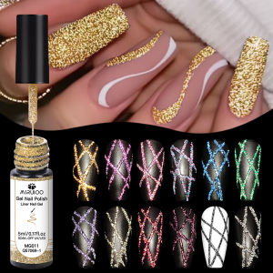 Gold Silver Reflective Glitter Liner Gel Nail Polish Pull Line Graffiti Painting Stripe DIY French Nails Art Design Drawing Gel