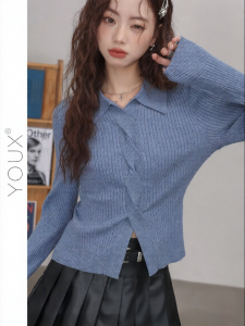 YOUXIANG | Thiết Kế Áo Len Cổ Polo Ôm Sát