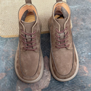 Handmade Soft Leather Mid-Cut Martin Boots for Men Comfortable Soft Sole Footwear Designer Recommended Essential Shoe