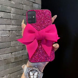 Luxury Rhinestone Bowknot Glitter Leather Fashion Phone Case For Samsung Galaxy A18 A17 A16 A37 A35 A36 A57 A55 Cute Soft Cover