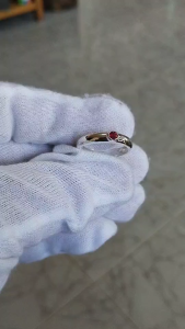 T85แหวนเงินแท้พลอยทับทิมแท้พร้อมส่ง