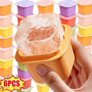6 cái làm đá hình khối vuông lớn sáng tạo Whisky hình cầu Khuôn đá viên dùng cho thực phẩm Ice Cube container trong nhà tự làm bữa tiệc tại Bar Maker công cụ