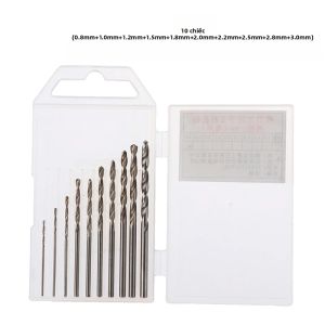 Bộ 10 Mũi Khoan Mini HSS 08mm-30mm Mũi Khoan Xoắn PCB Thân Thẳng Để Gia Công Kim Loại