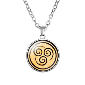 New Avatar The Last Airbender Man Necklace Kingdom Air Nomad Fire and Water Tribe Pendant Glass Cabochon Necklaces
