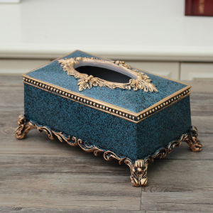 American Country Simple Tissue Box Retro European Blue Affordable Luxury Style Living Room Home Multi-Functional Paper Extraction Box