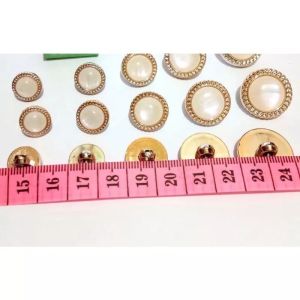 KANCING Mutiara Datar - Kancing Emas Timbul Premium Diameter 11mm / 13mm / 15mm / 18mm / 21mm
