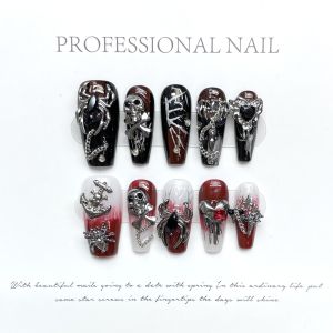 Halloween Luxury Handmade Press-On Nails – Lava Devil “True Love Like Blood” Detachable 10pcs