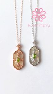 Rosenmarry/ สร้อยคอพร้อมจี้พลอยเพอริดอทแท้ ตัวเรือนเงินแท้ พร้อมกล่อง RN123