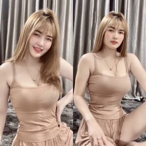 Bộ đồ mặc nhà nữ chất gân tăm set gồm 1 áo 2 dây và 1 quần short cạp chun