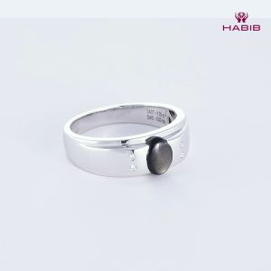HABIB Oval Black Sapphire Star and Diamond Mens Ring in 925 Silver Palladium 119530423(PLD)-SAST