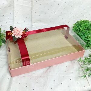 Box Parcel Lebaran Tutup Mika 30x20CM + Pita Bunga | Box Hampers Lebaran - B.MAKANAN