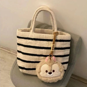 Commuter Woven Handbag Small Tote Bag Versatile Portable Work Bag Shoulder Bag for Daily Use Simple Fashion Canvas Bag
