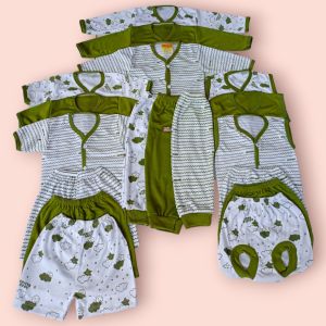 PAKET HEMAT Setelan Baju Bayi Baru Lahir 0-3 Bulan Isi 18 Pcs (9 Setel) Seri olive