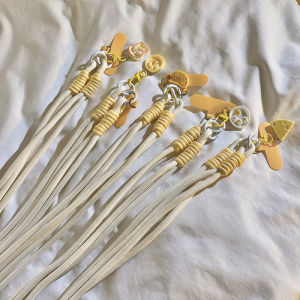 Cute Ins Three-Dimensional Cheese Pendant Cross Body Lanyard Phone Case Long Neck Rope Phone Chain Handmade Braided Rope Nylon Rope Thicken and Lengthen Lovely Bag Pendant Cartoon Online Influencer Trendy