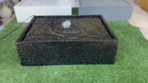 A1003น้ำพุฮวงจุ้ยสีดำ น้ำล้นทรงเรียบ ได้ยกชุดมีปั๊มน้ำ