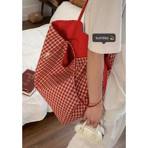 Korean Style Canvas Tote Bag Womens 2025 New Fashion Casual Large Capacity Shopping Bag College Style Plaid Design