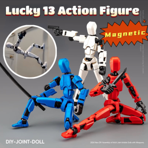 Magnetic 4 Weapons 13 Jointed Movable Action Figures with Magnet Shapeshift Robot 3D Printed Mannequin Character Assemble Toys