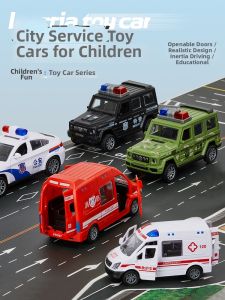 QU RAN | Fire Truck Ambulance Motorcycle Police Car Tank Simulation Model Toy Cars