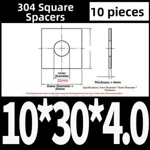 Thickened 304 Stainless Steel Square Washer Metal Flat Washer for Curtain Wall Use M3M20 Square Pad Circle Hardware Tool