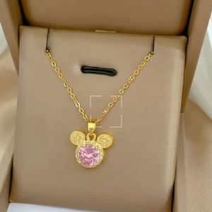 Kalung Titanium Wanita Mickey The Mouse Terbaru Kalung Titanium Anti Karat Tidak Luntur