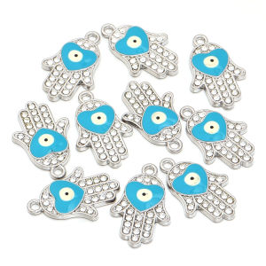 10pcs/lot Zinc Alloy Rhinestone Heart Eyes Charms Pendants for Making Earrings Necklace Bracelet DIY Handmade Jewelry Supplies