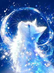 Acrylic Paint By Numbers Starry White Cat Oil Painting Package Art Picture For Bedroom Wall Adults Hand Painted Unique Gift