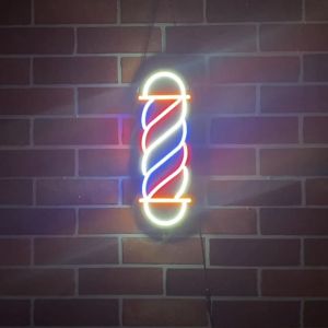 Salon LED Neon Signs Barber Pole LED Light Hair Saloon Barber Shop LED Signage With Remote