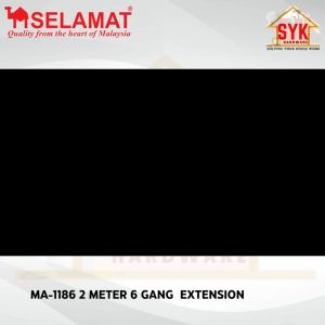 SYK SELAMAT MA-1186 2 Meter 6 Gang  Extension Portable Trailing Socket Extension Plug Heavy Duty Extension Socket
