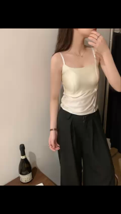 Victtoria seamless ice silk camisole tank top bra no wire tank top kamisol bra tanpa kawat