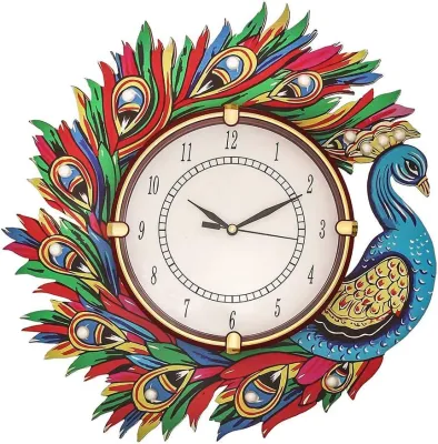 AJ1 Peacock Wall Clock Handicraft Wooden Clock