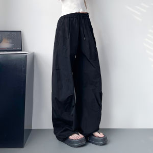 High Waist Ice Silk Casual Pants Women Summer plus Size Loose Slimming Pleated Wide Leg Pants Lightweight Workwear Trousers
